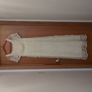 Pink Blush White Lace Maternity Dress